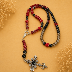 Red & Black Beaded Rosary