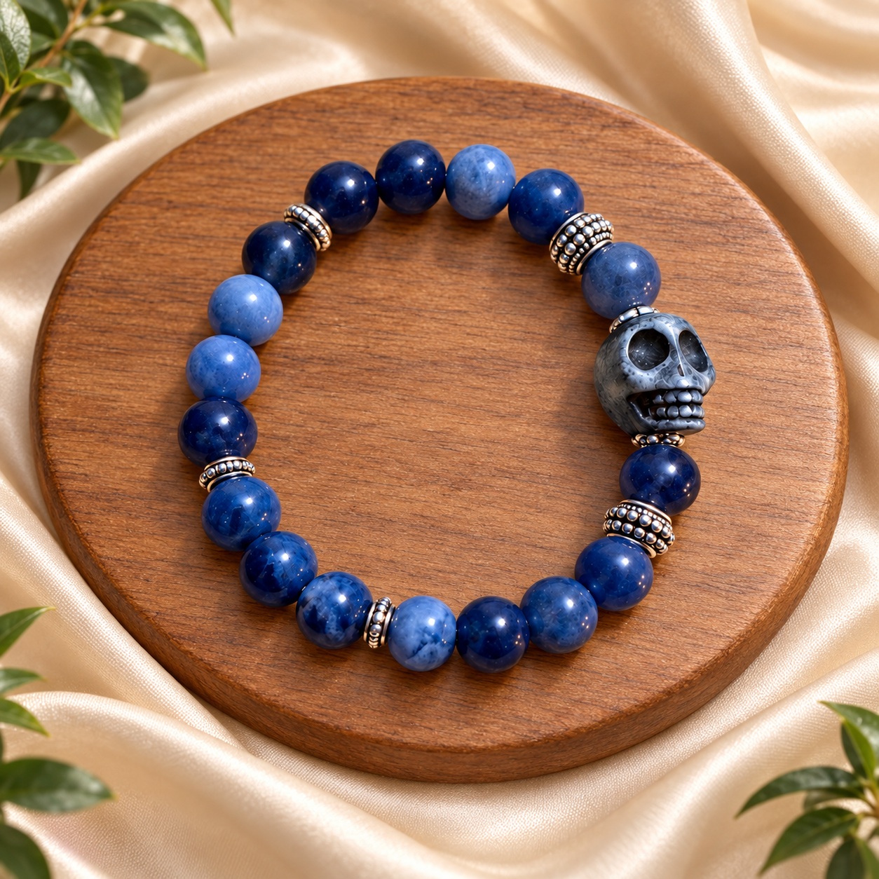Sodalite Skull Natural Stone Bracelet